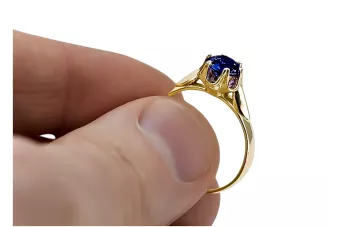 Saphir Or jaune 14 carats Anneau Artisanat vintage vrc122y